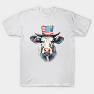 4th of July Cow Portrait T-Shirt